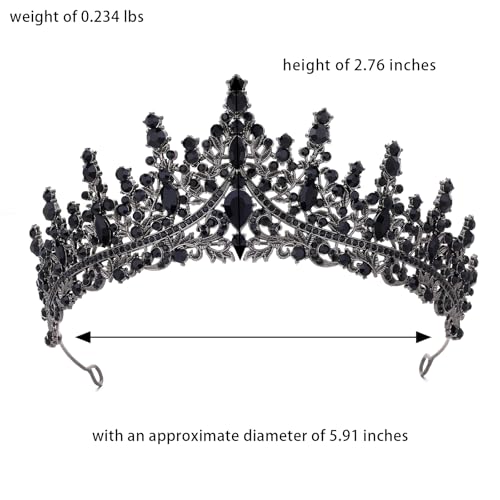 Feltent Black Tiara for Women Crystal Queen Crowns Rhinestone Princess Tiaras for Girl Wedding Headband for Bride Hair Acc...