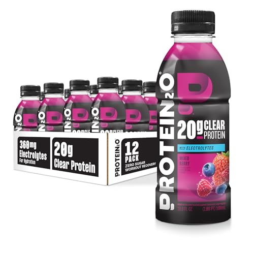 Protein2o Hydration Drink - 2-in-1 Liquid Clear Whey Protein Isolate and Electrolyte Drink - 20g Protein, Vitamins B5, B6...