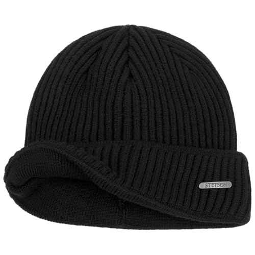 Stetson Parkman Knitted Cap 100% Merino Wool Made in EU Men Women Autumn Winter Black