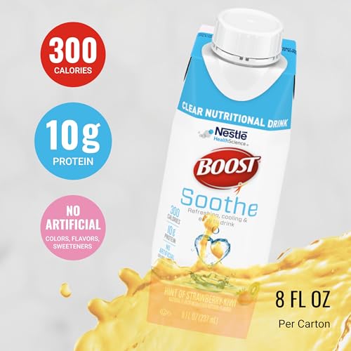 BOOST Soothe Clear Nutritional Drink – Cooling sensation - 300 Calories - 10 g Protein from Whey Protein Isolate - Hint of...
