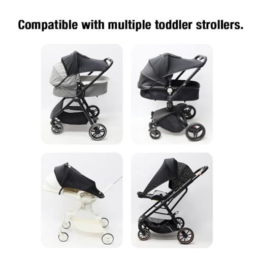 PandaEar Universal Stroller Sun Shade Cover for Baby Bassinet | Blackout UV Protection Canopy with Mesh Window | Windproof...