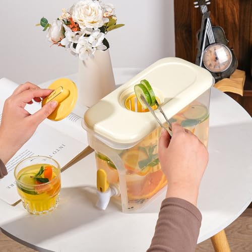 RAMFIYN 1 Gallon Drink Dispenser for Fridge, Water Container with Spigot, Upgraded Gallon Water Dispenser Ice Tea Pitcher ...