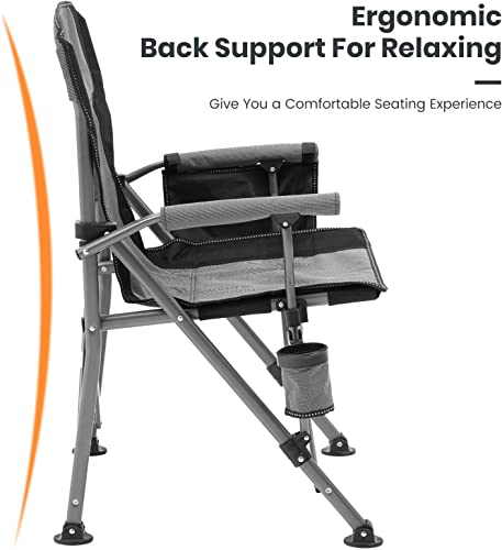 XGEAR Camping Chair Hard Arm High Back Lawn Chair Heavy Duty with Cup Holder, for Camp, Fishing, Hiking, Outdoor, Carry Ba...