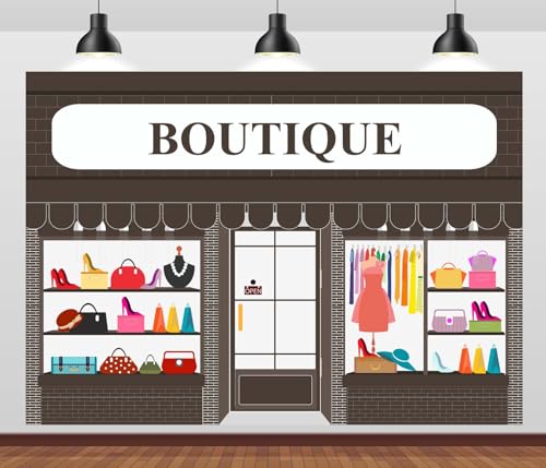 Loccor 7x5ft Fabric Cartoon Clothing Store Backdrop Fashion Boutique Shopping Mall Window Dress Handbag Photography Backgr...