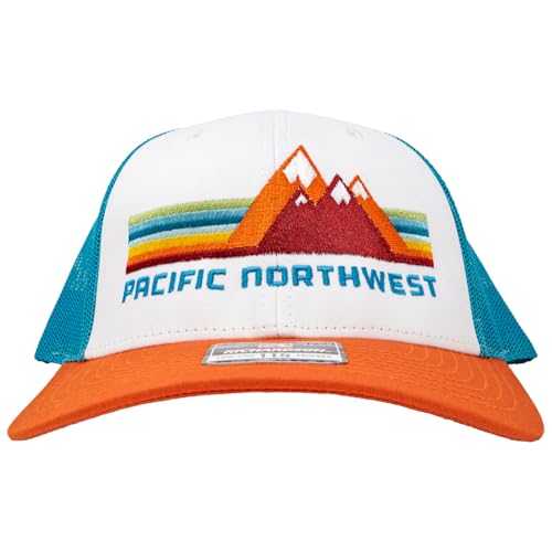 Pacific Northwest Trucker Hat - Richardson 115 Embroidered Snapback Cap for Men & Women - Hiking, Camping & Outdoor Adventure
