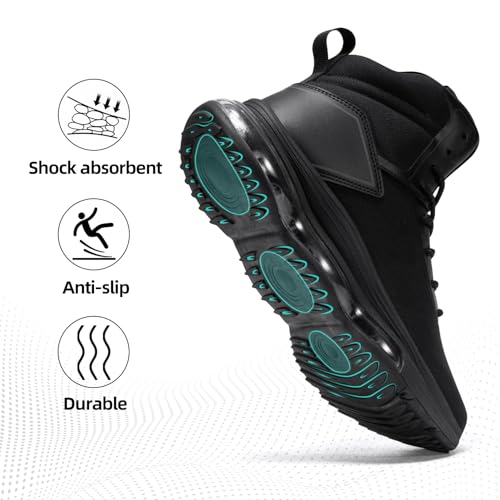 KEFUWU Military Tactical Boots Men Zip Waterproof Cushioned Shock Absorption Non Slip Breathable Durable Boots for Hiking ...
