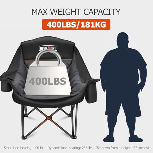 Overmont Heated Oversized Camping Chair for Adults - 3 Heat Levels Seat & Back Separately Control - 400lbs Support Heavy D...