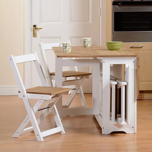 SECONIQUE Santos Butterfly Dining Set – 4 Assembled Foldable Chairs + 1 Folding Table – Space-Saving Table with Nesting Ch...