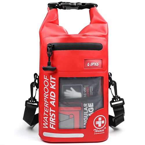 250 PCS Waterproof First Aid Kit, Roll Top Reflective Boat Dry Bag Bug Out Bags, Emergency Medical Kit Ideal for Boating, ...