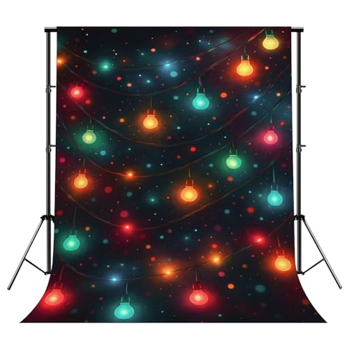 Photography Backdrops Colorful String Lights Against Dark Bokeh Effects Photo Backdrop Photography Background for Portrait...