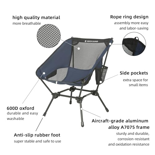 ROCK CLOUD Portable Camping Chair Ultralight Folding Chairs Outdoor for Camp Hiking Backpacking Lawn Beach Sports