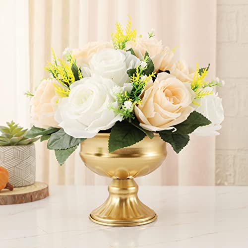 QUTUNI 8Pcs Gold Vases for Centerpieces, 4.72in Centerpieces for Table Mini Sized Flower Arrangement Metal Urn Planter for...