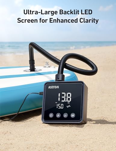AstroAI P2 Paddle Board Pump 20PSI 12V DC Car Connector Portable,SUP Pump for Paddleboard, Air Pump with Auto-Off, Deflati...