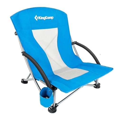 KingCamp Low Beach Chairs, Folding Portable Chair for Adults Lightweight Extra Wide Seat 300lbs Heavy Duty Oversized Backp...