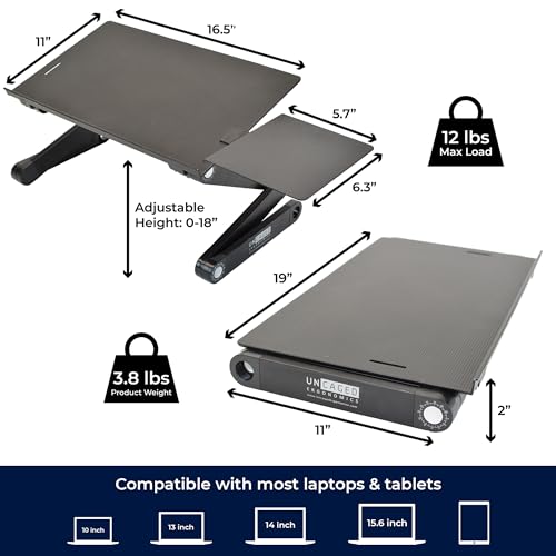 WorkEZ Adjustable Laptop Stand for Desk, Portable Laptop Stand Adjustable Height, Foldable Cooling Computer Holder Riser f...
