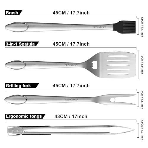 BBQ Tools Grill Tools Set, 15PCS Heavy-Duty Stainless Steel Grill Tools Grilling Accessories, 18 Inches Grill Accessories ...