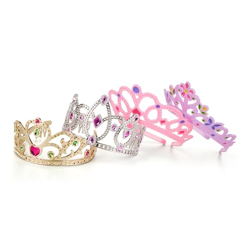 Melissa & Doug Dress-Up Tiaras Play Set for Kids (4-Piece) – Pretend Princess Crowns for Costume Role Play – Preschool Jew...