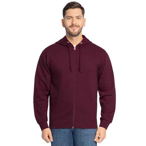 Fruit of the Loom Men's Eversoft Fleece Sweatshirts & Hoodies, Full Zip-Maroon, Large