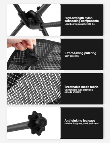 Msnaile Camping Chair, Carbon Fiber Frame 1.5 lbs Ultralight Folding Chair, Compact Portable Camp Chair for Adults, Backpa...