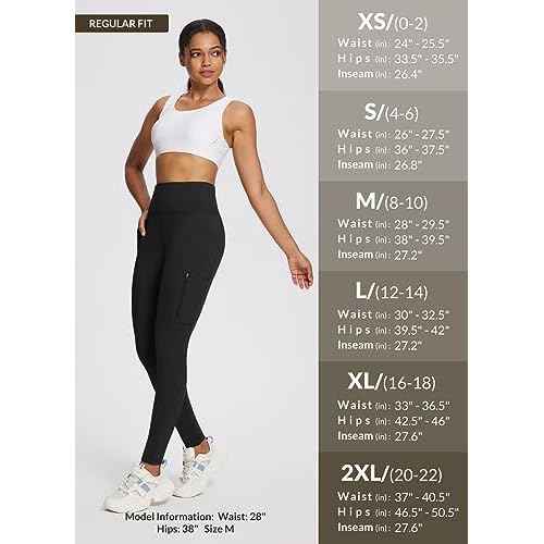 baleaf Women's Fleece Lined Leggings Waterproof Winter Hiking Pants Thermal Running Tights Zipper Pockets High Waisted