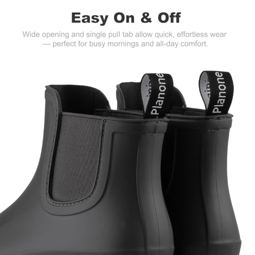 planone Women’s Waterproof Short Rain Boots Durable Comfort-Focused Chelsea Ankle Rubber Boots Non Slip Everyday Outdoor G...