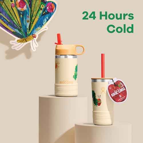 Hydro Flask Kids Water Bottle and Tumbler Bundle Set for School - Stainless Steel and Insulated with Straw Cap - 12 Oz World of Eric Carle¢â Caterpillar