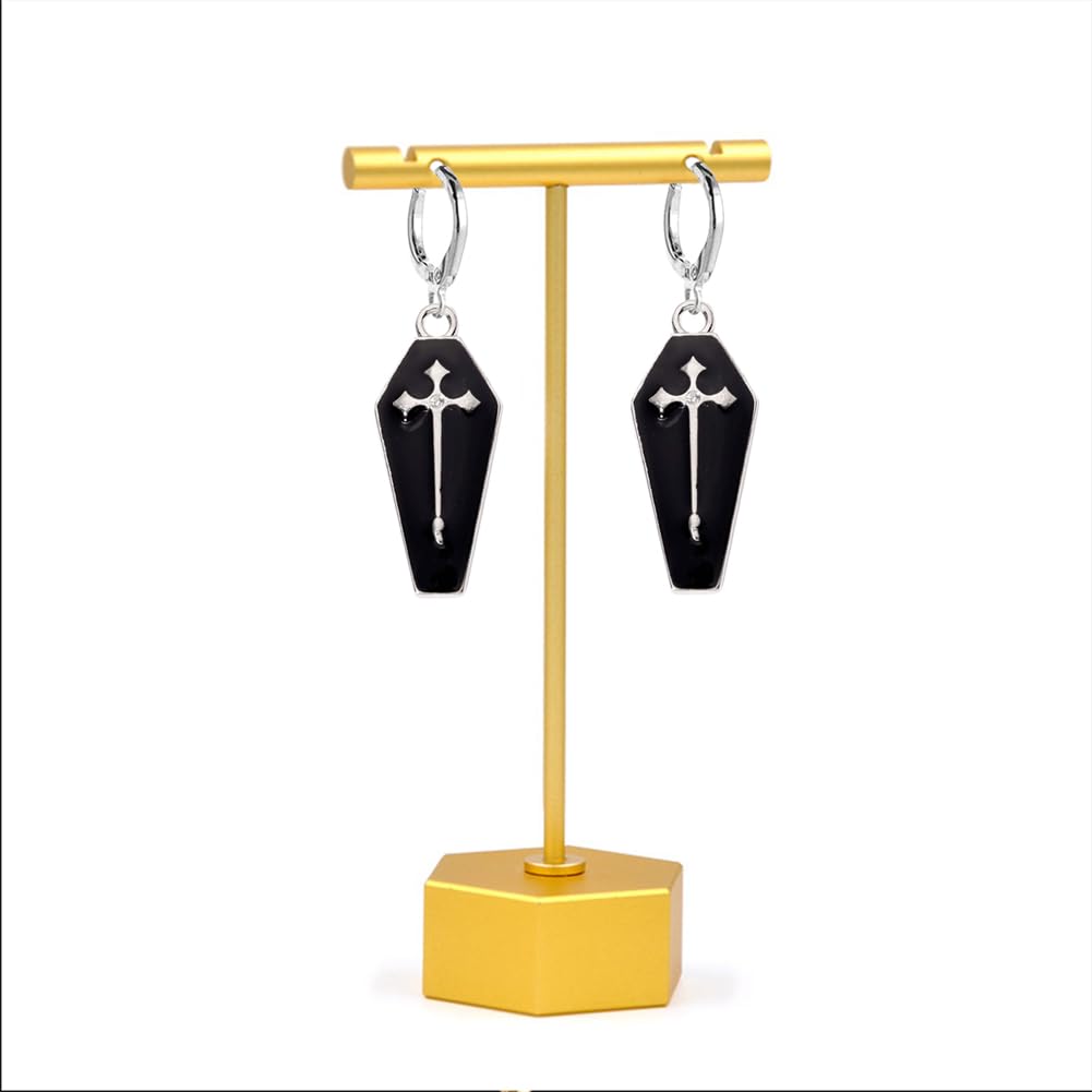 ANXIN STORE Gothic Retro Exaggerated Creative Cross Earrings Punk Style Funny Exaggerated Alternative Personality Earrings Female Gift (Black earrings)