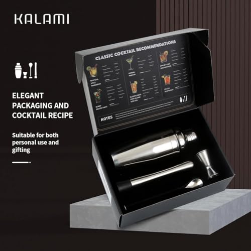 KALAMI Premium Cocktail Shaker Set, Beginner's 304 Stainless Steel Cocktail Kit. Martini Shaker Set with Cocktail Shaker, ...