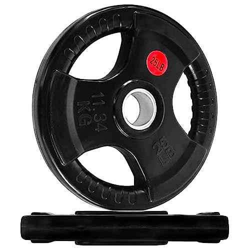 Fitvids Olympic 2-Inch Cast Iron Plate Weight Plate for Strength Training and Weightlifting, Rubber Coated Style, 25LB Pair