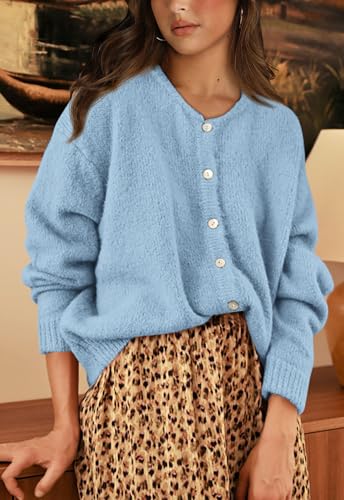 PRETTYGARDEN Long Sleeve Crewneck Button Down Womens Sweaters Spring Open Front Chunky Cardigan Sweaters for Women 2026