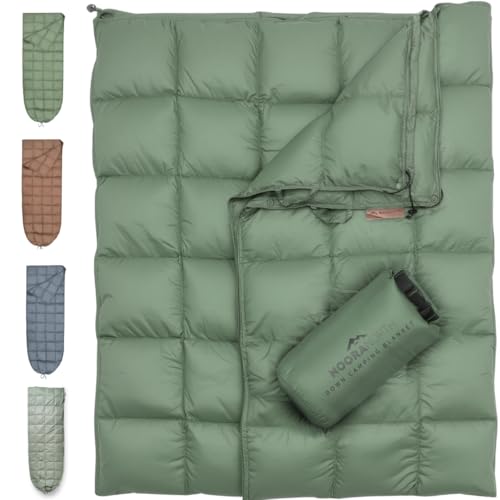 Noora North Down Camping Blanket with Footbox – Lightweight, Packable, Water Resistant Backpacking Quilt & Warm Puffy Comp...