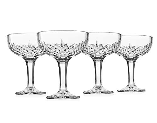 Godinger Champagne Glasses, Champagne Glass Set, Coupes Barware Martini Glasses - Set of 4, 6oz., Dublin Crystal Collection