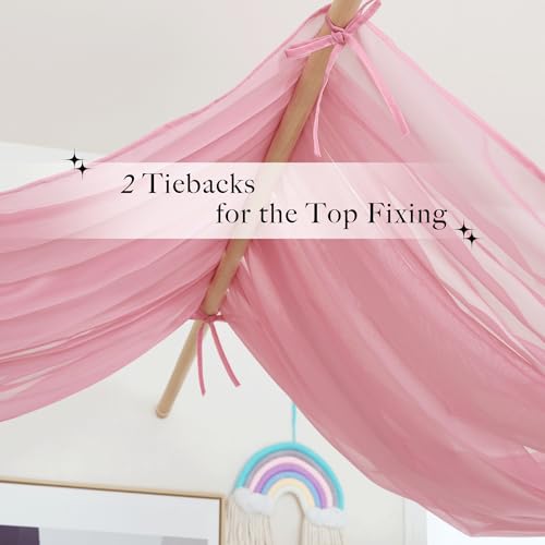 NICETOWN Pink Bed Canopy for Nursery - Decorative Soft Voile Sheer Window Scarf DIY Ascot Top Bed Scarf Drapes for Girls/K...