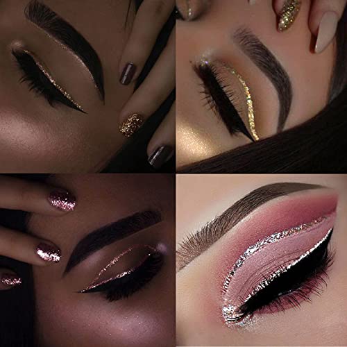 DekRion Glitter-Eyeliner,Gold Giltter-Eyeliner, Long-lasting Waterproof Eye-Glitter Makeup, Silver, Gold, Pink Green High-...