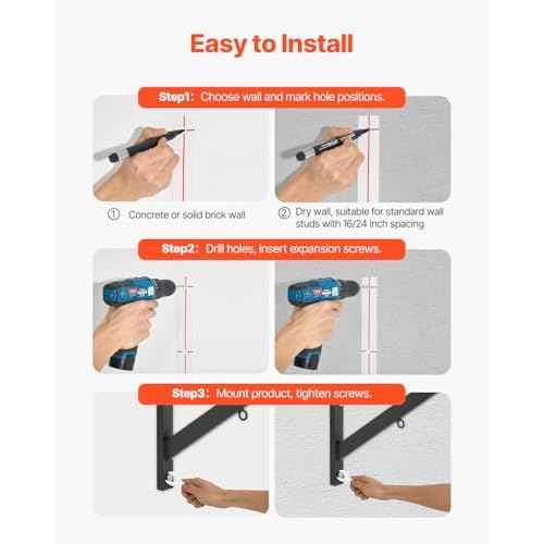 VEVOR Pull Up Bar, Multi-Grip Wall Mounted Pull Ups, 50 in Width Multifunctional Chin Up Training Station, Heavy Duty Steel Upper Body Workout Bars with Hangers, 440 lbs Weight Capacity, for Home Gym