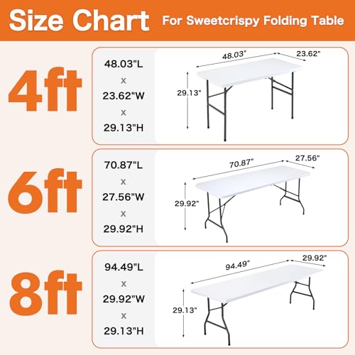 Sweetcrispy 4ft Plastic Folding Table Outdoor Indoor Heavy Duty Portable Desk with Carrying Handle for Camping Picnic Party