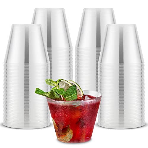 Stock Your Home 9 oz Clear Disposable Plastic Cups (200 Pack) Elegant Tumblers Glasses for Parties, Weddings, Holidays, De...