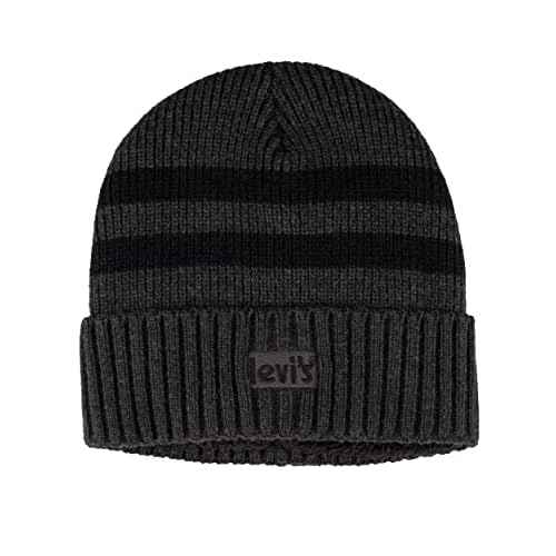Levi's Men's Cozy Knit Cuffed Logo Patch Beanie Hats