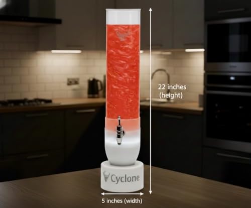 RoxiSpice 3L LED Light Up Drink Dispenser – Spinning Vortex Mixer, Battery Operated, Plastic Beverage, Lemonade, & Juice D...