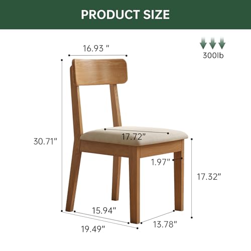 Solid Wood Upholstered Dining Chairs Set of 4, Mid Century Modern Dining Chairs with Curved Back, Wooden Desk Chair with Butterfly Wing Shape for Kitchen, Dining Room, Living Room, Study (4, Original)