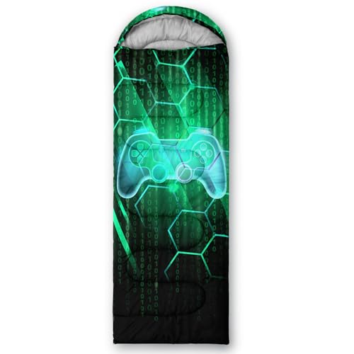 Axolotl Gamepad Sleeping Bag,3 Season Warm and Cool Weather Game Console Sleeping Bag for Boys Teens,Waterproof Lightweigh...