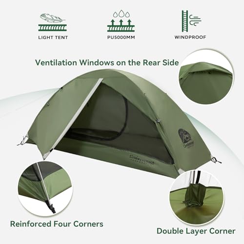 1/2 Person Backpacking Tent for Camping - Ultralight & Waterproof Outdoor Camping Tent, Easy Set Up Compact Tent for 3 Sea...