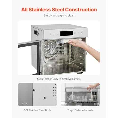 VEVOR Food Dehydrator Machine, 8 Stainless Steel Trays, 400W Electric Food Dryer with Adjustable Temperature & 24-Hour Timer, Freeze Dryer for Jerky, Meat, Fruit, Vegetables, Herbs, Dog Treats