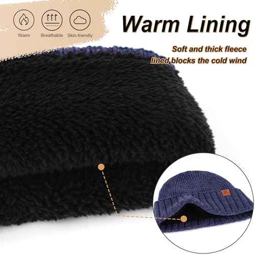 FZ FANTASTIC ZONE Mens Winter Beanie Hats for Men Warm Ribbed Knit Hat Ski Snow Skull Caps with Fleece Lined Mens Gifts
