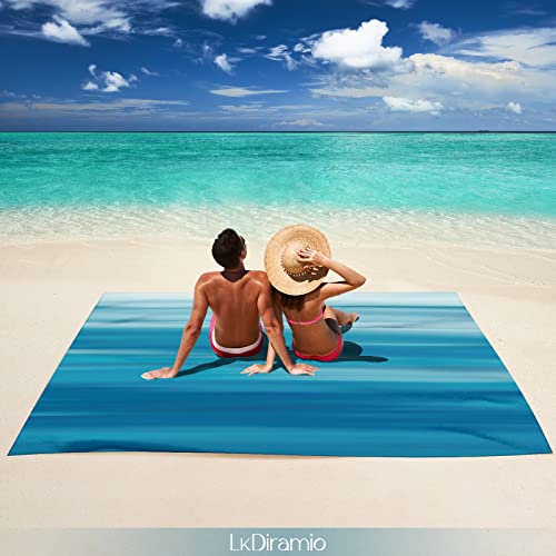 LkDiramio Beach Blanket Sand Proof Waterproof Oversized 100" x 80" Sand Free Mat with Corner Pockets and Mesh Bag for Outd...