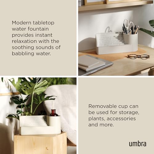 Umbra Stream Water Fountain for Tabletop Desktop - Soothing and Calming Zen for Bedroom or Office, Sand