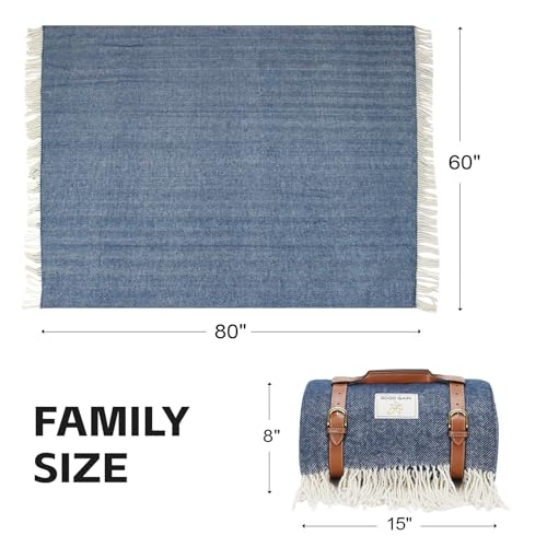 G GOOD GAIN Waterproof Picnic Blankets- Extra Large Outdoor Blanket Foldable, Beach Blanket with PU Handles, Sandproof Pic...
