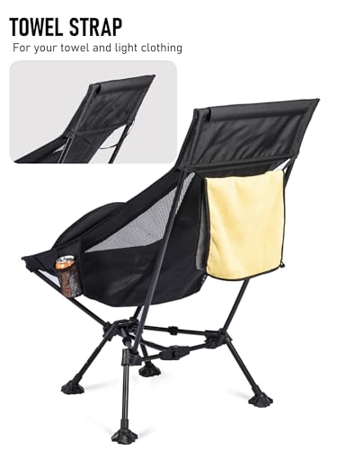 WildCall Lightweight Folding High Back Camping Chair with Head Support, Compact Beach Chair with Anti-Sinking Large Feet a...