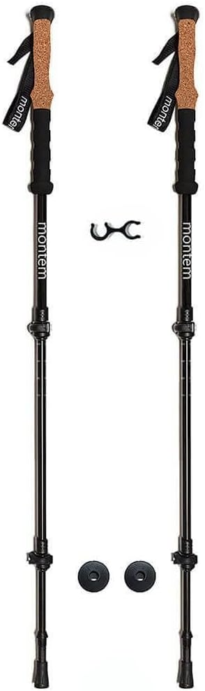 Montem Ultra Strong Trekking, Walking, and Hiking Poles - One Pair (2 Poles) Anti-Shock Cork Handle - Collapsible, Lightwe...