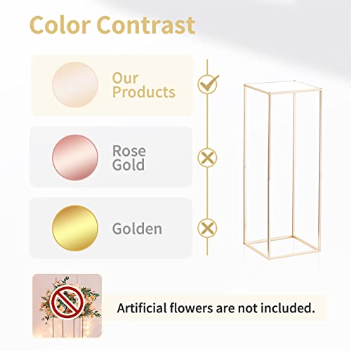 Nuptio Gold Vases for Centerpieces Wedding with Acrylic Panel - 2 Pcs 31.5 inch Tall Metal Flower Vase Flowers Stand - Ele...